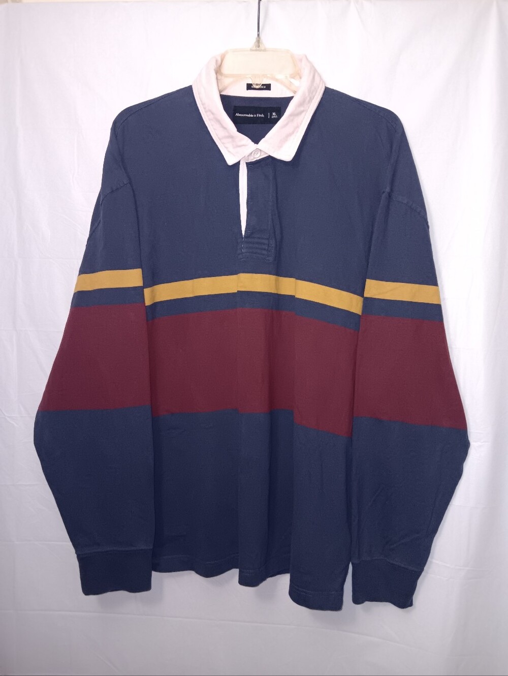 ABERCROMBIE & FITCH OVERSIZED LONG- SLEEVED RUGBY POLO SHIRT